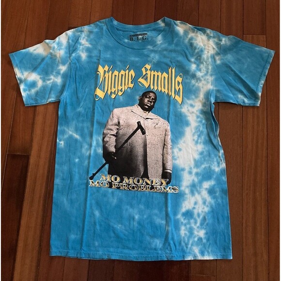Biggie Smalls Mo Money Mo Problems Streetwear Blue Tie-Dye Mens T Shirt Medium - Picture 1 of 7
